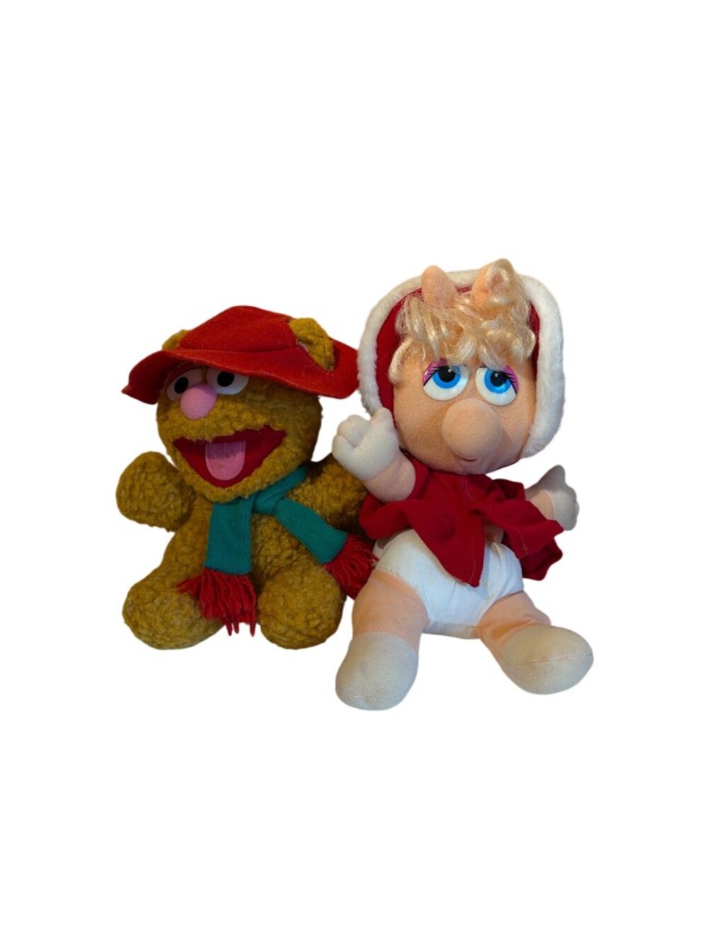 Vintage McDonald's Muppet Babies Fozzie and Miss Piggy Christmas Set of 2 8"